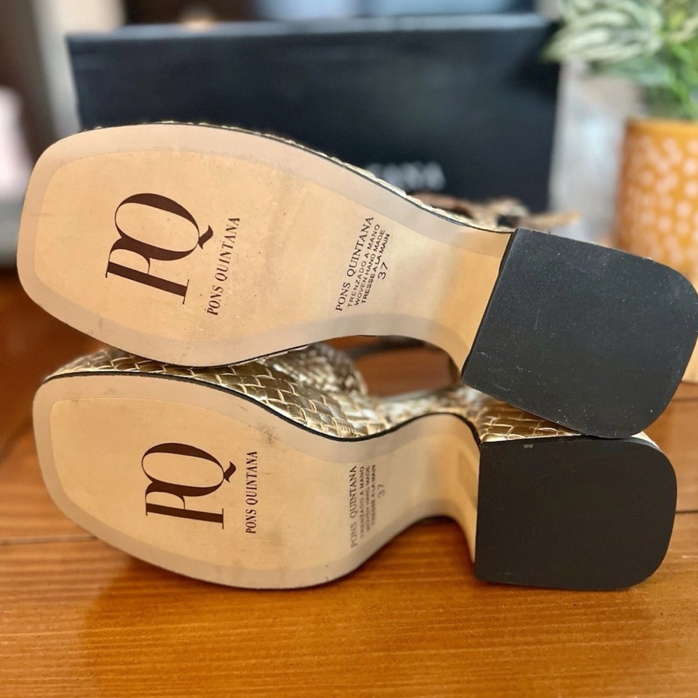 Pons Quintana Gold Metallic Braided Sandals New size 6 (37) - Picture 9 of 12